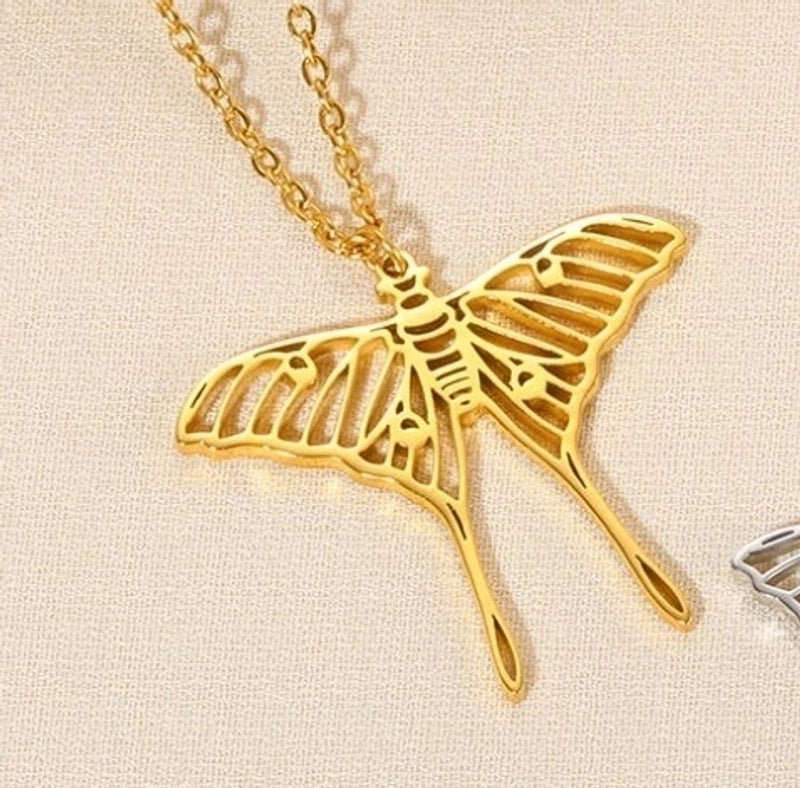 Minimalist Devil's Eye Heart Shape Butterfly Stainless Steel Plating Hollow Out Pendant Necklace