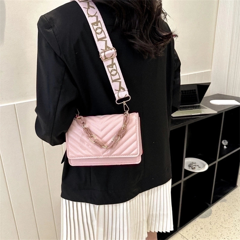 Women's Small Pu Leather Solid Color Streetwear Square Lock Clasp Crossbody Bag