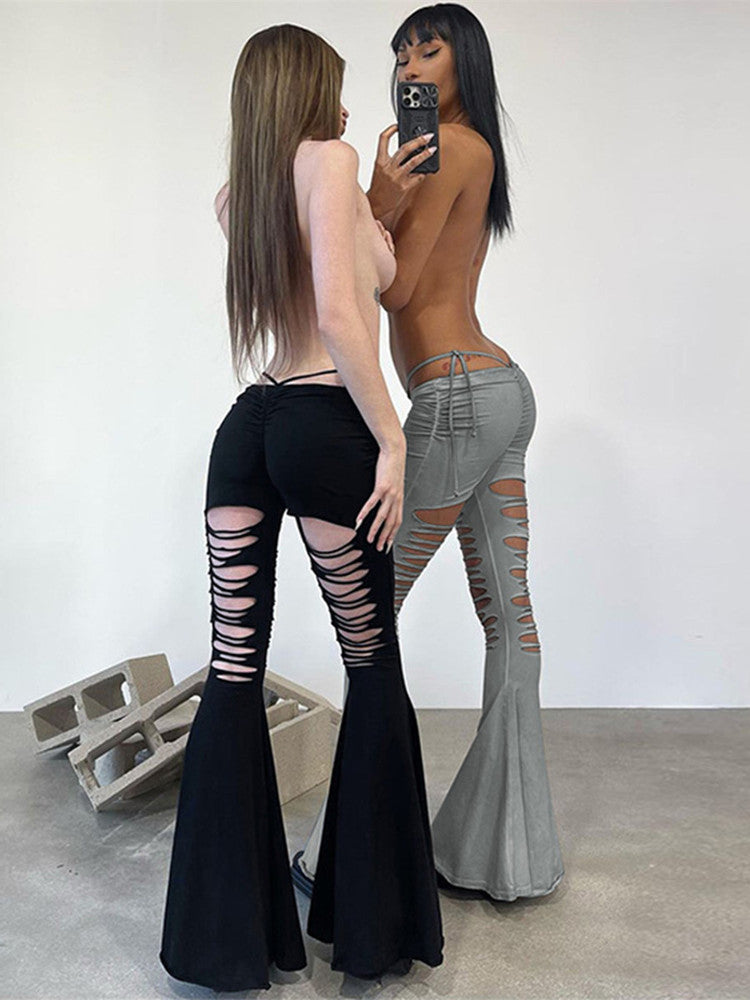 RIPPED HIGH WAIST  PANTS  KF836972