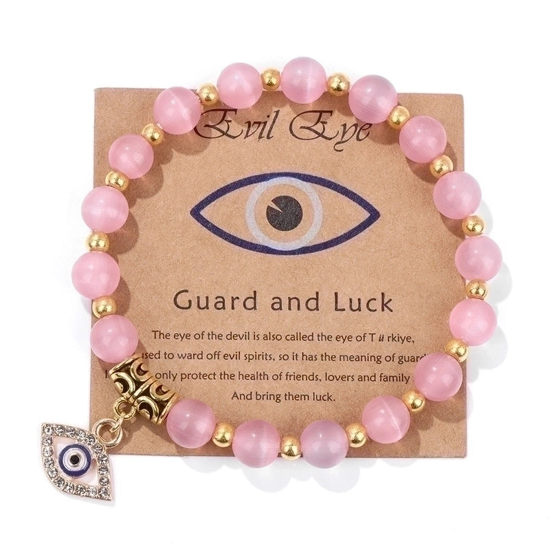 Retro Ethnic Style Devil'S Eye Alloy Natural Stone Elastic String Woven Chain Bracelets In Bulk