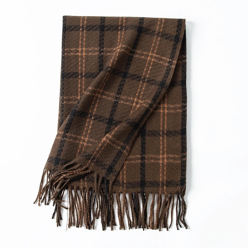 Warm Artificial Cashmere Scarf Plaid Student Couple Winter Thicken Thermal Scarf