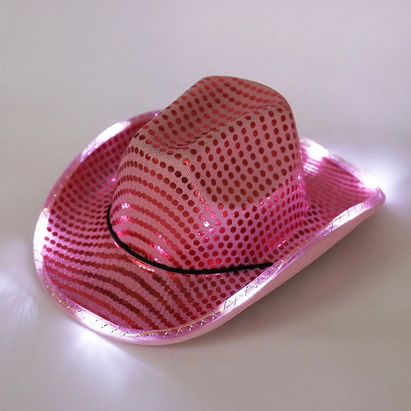 Spring New Sequined Luminous LED Jazz Hat Music Carnival Festival Banquet Party Hat Fashion