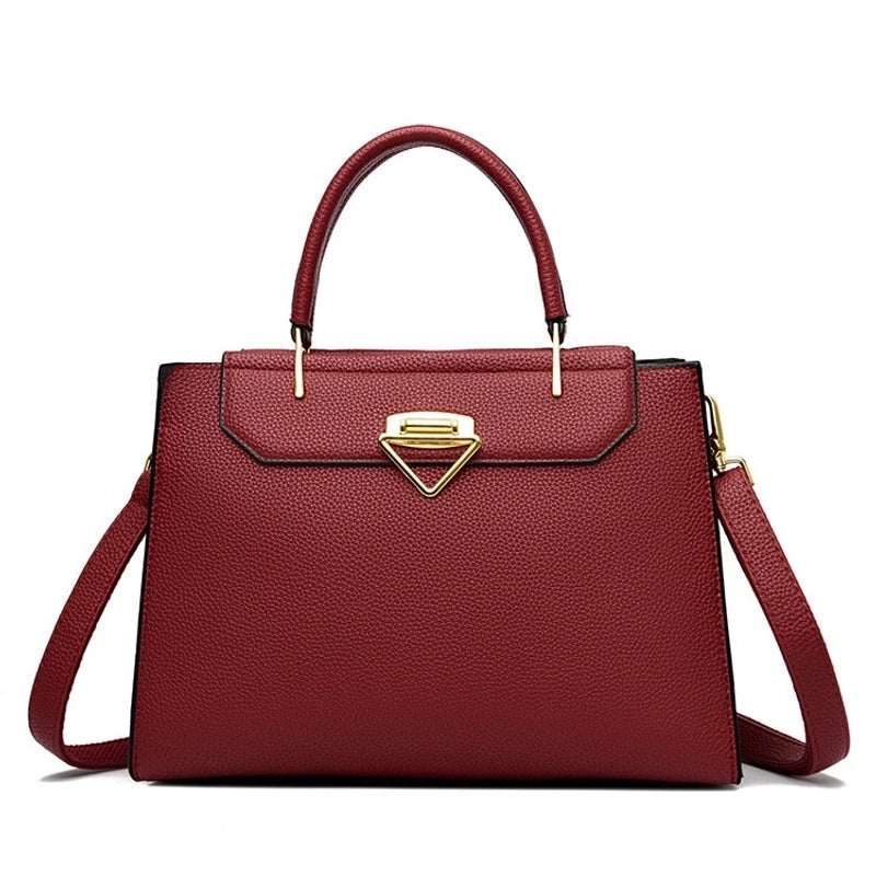 Women's Medium Pu Leather Solid Color Elegant Vintage Style Zipper Handbag