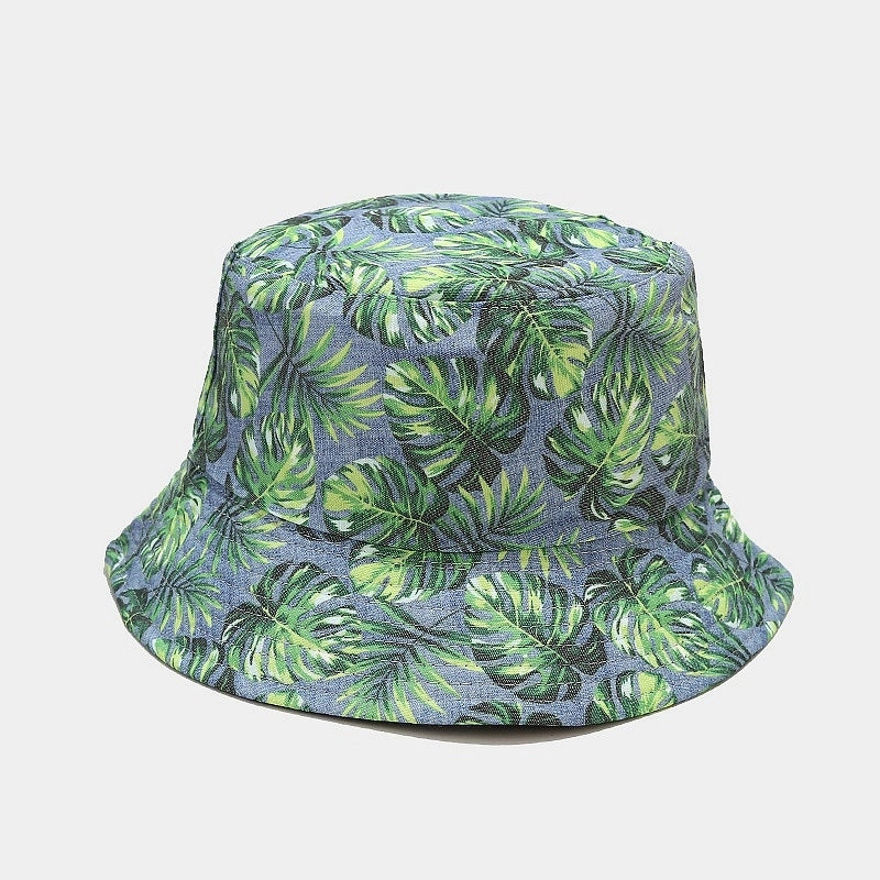 Women's Minimalist Flower Printing Flat Eaves Bucket Hat