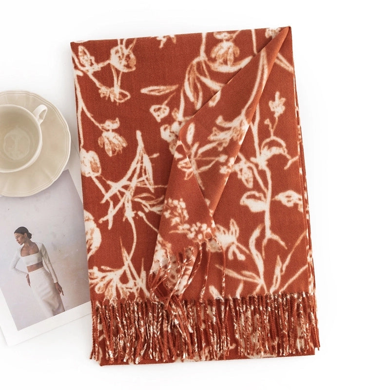 Women's Minimalist Flower Polyester Printing Scarf