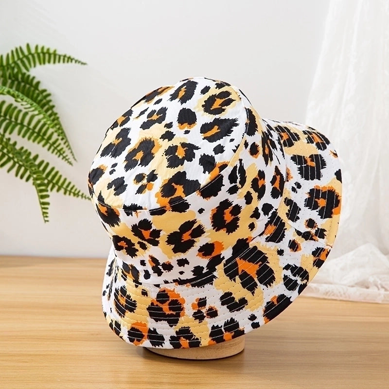 Unisex Casual Vacation Leopard Printing Flat Eaves Bucket Hat