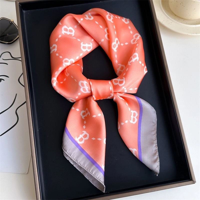 Unisex Casual Minimalist Stripe Flower Polyester Satin Printing Silk Scarf