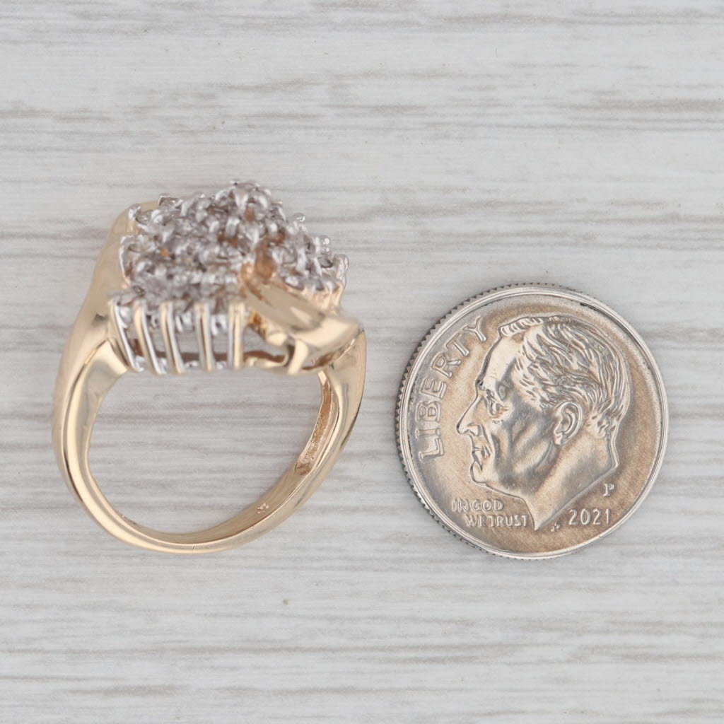 0.80ctw Diamond Cluster Ring 14k Yellow Gold Size 4.75 Cocktail
