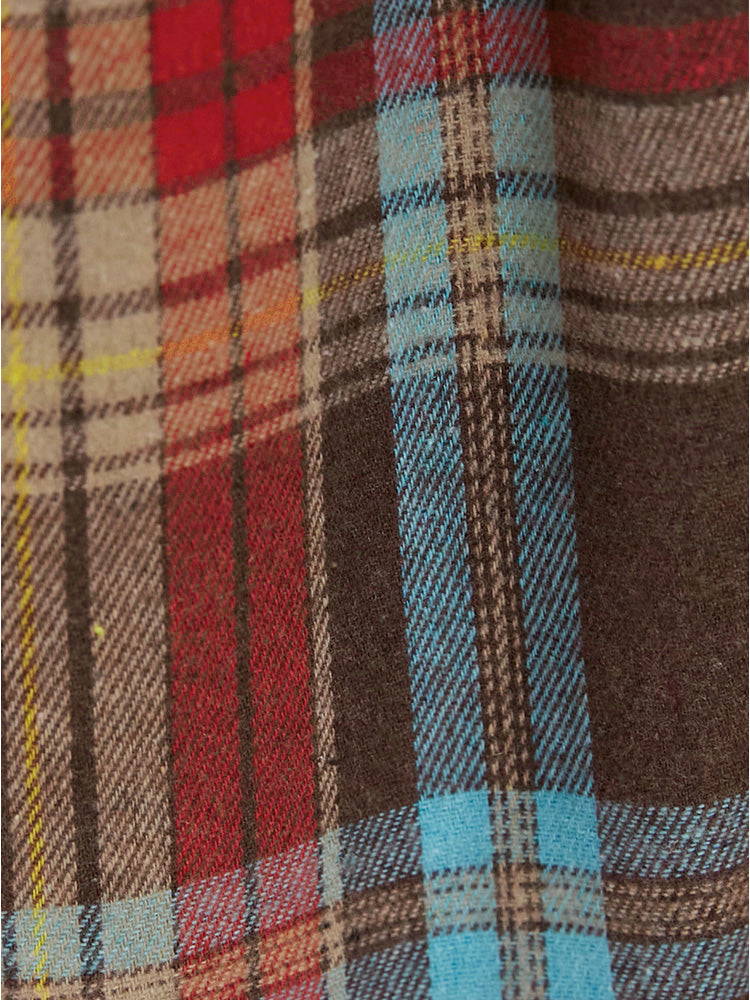 Plaid Button Detail Pocket Belted Arc Hem Dress
