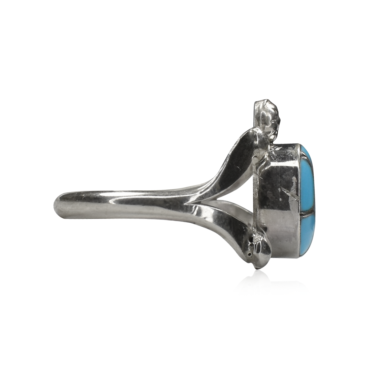 Stamped Turtle Double Pronged Ring