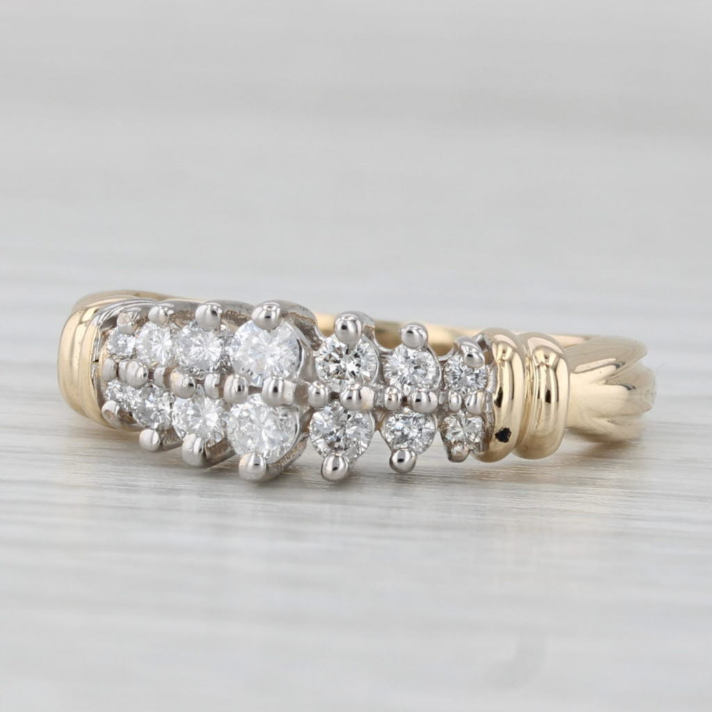 0.40ctw Diamond Tiered Rooftop Ring 14k Gold Size 7 Anniversary Bridal