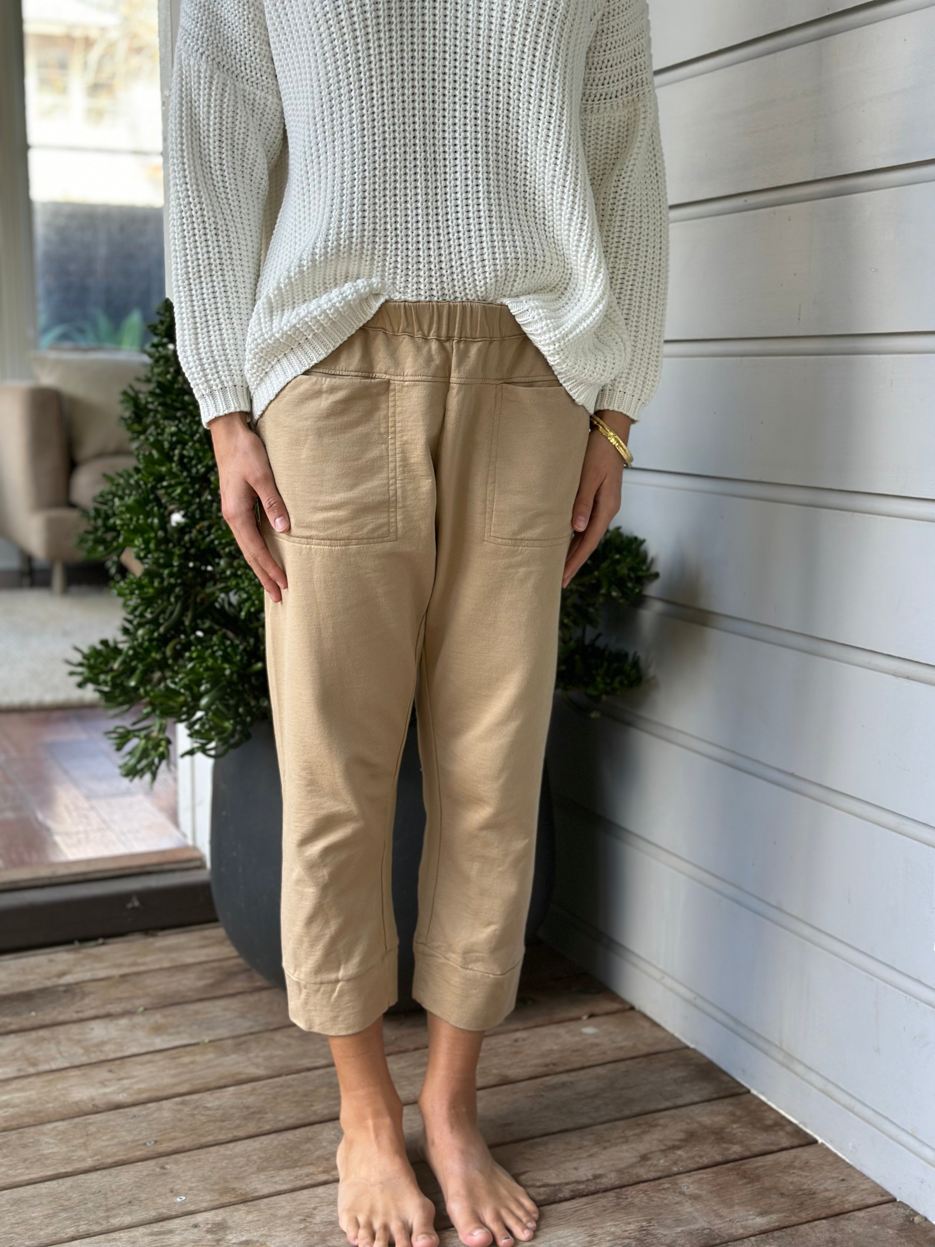 darcy capri pants-camel knit