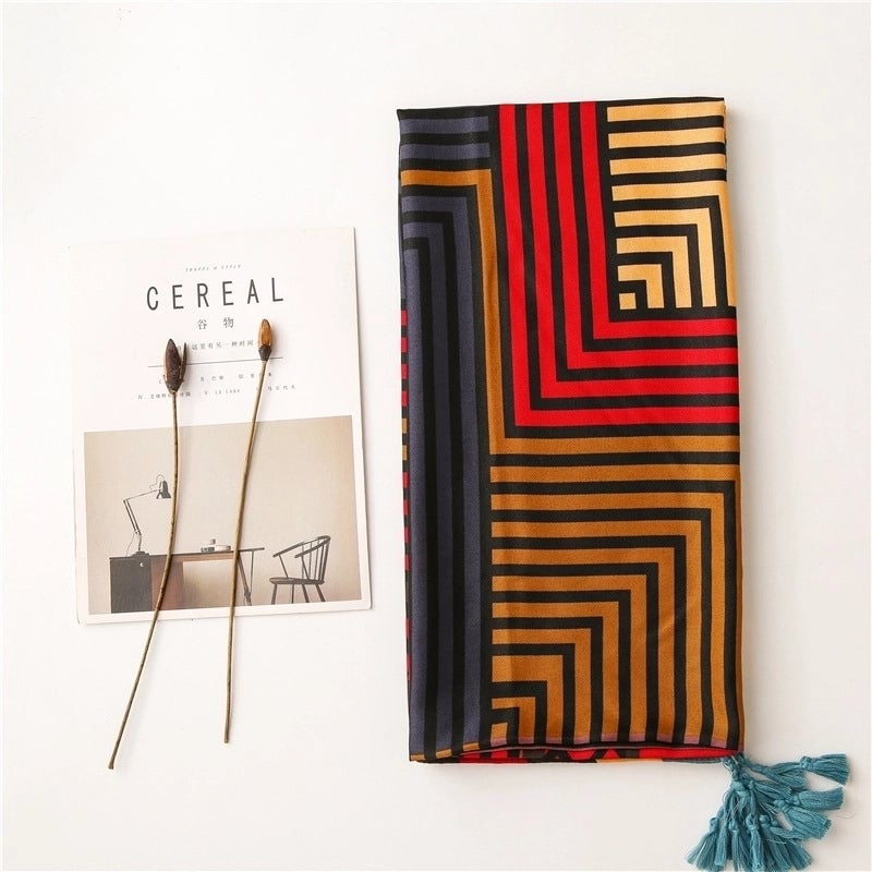 Cute Starry Geometric Cartoon Cotton And Linen Oversized Scarf
