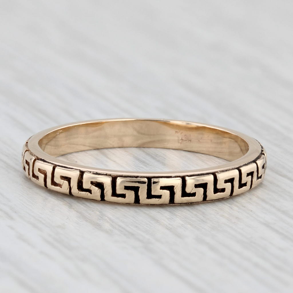Greek Key Pattern Ring 14k Yellow Gold Size 6.5 Stackable Band