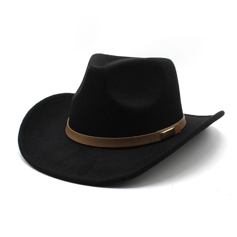 New Curling Cowboy Hat Western Ethnic Style Tibetan Felt Hat Colorful Bead Rope Accessories Knight Hat Fashion