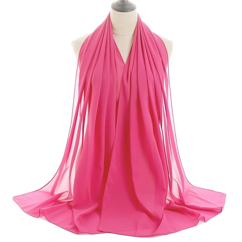Women's Minimalist Solid Color Chiffon Cotton Linen Scarves