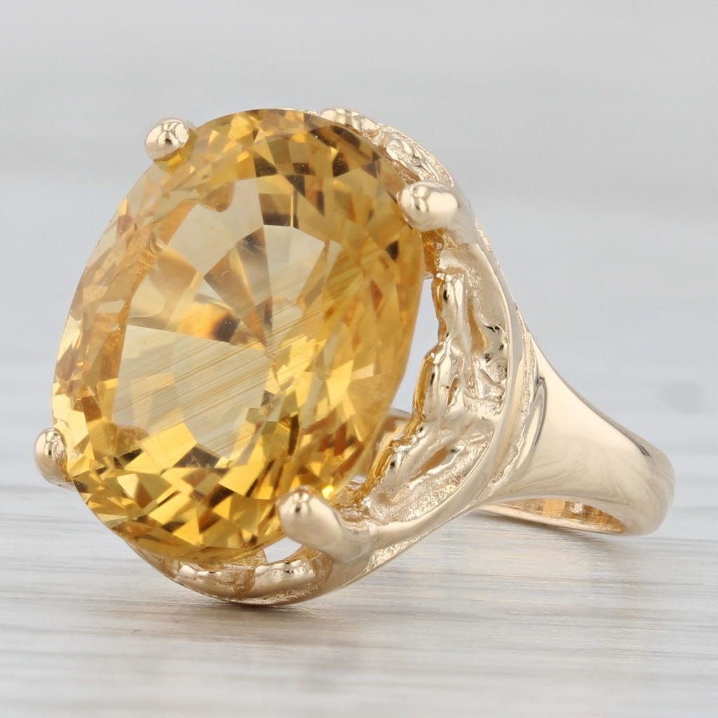 6.10ct Oval Orange Citrine Solitaire Ring 14k Yellow Gold Size 5