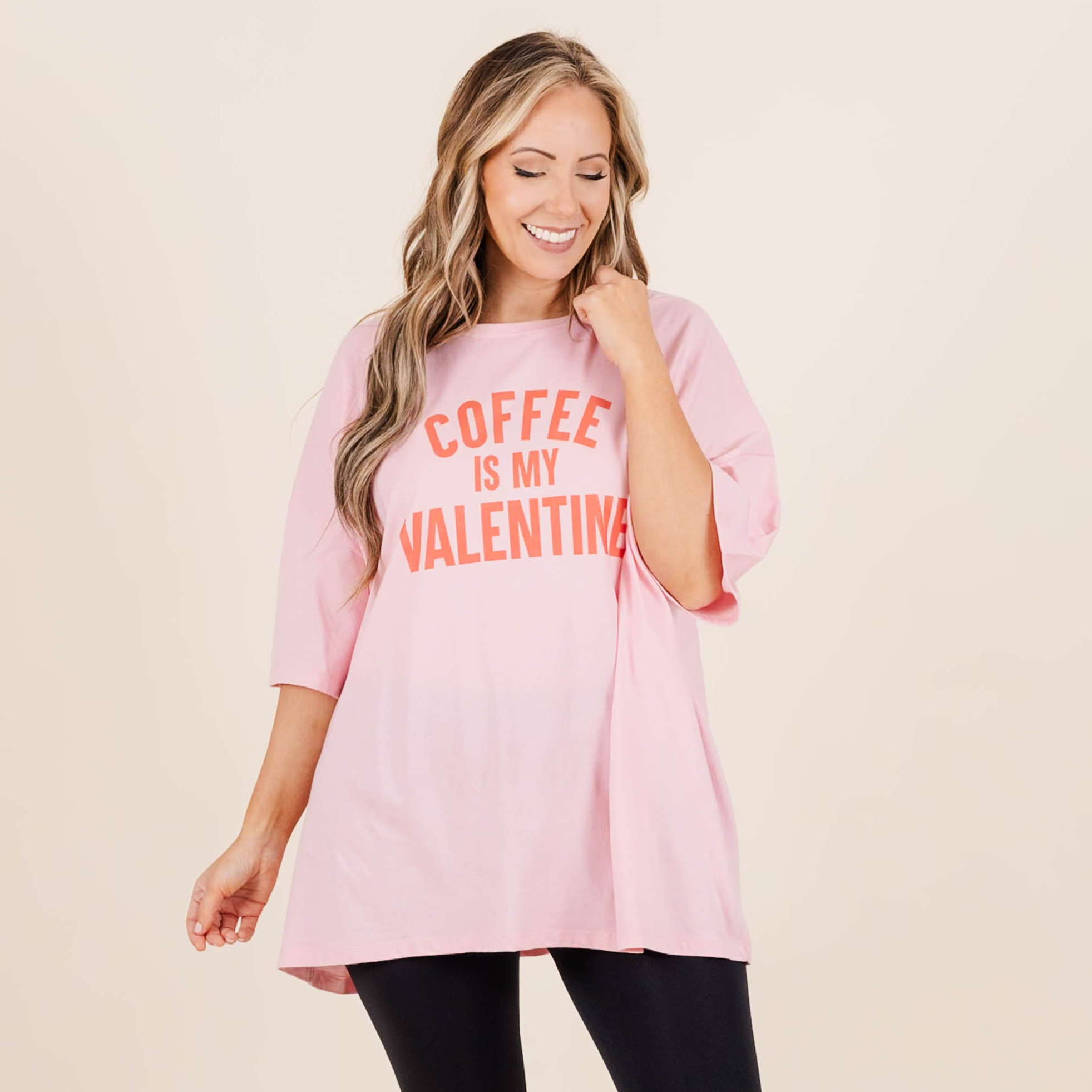 Caffeine Is Love Boyfriend Tee. Dusty Pink