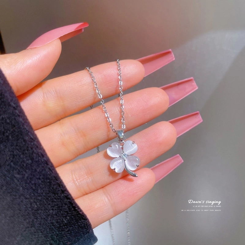 Fashion Geometric Titanium Steel Copper Plating Artificial Diamond Necklace