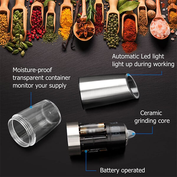 Sale 49% OFF - Automatic Electric Gravity Induction Salt & Pepper Grinder - BUY 2 GET FREE SHIPPING