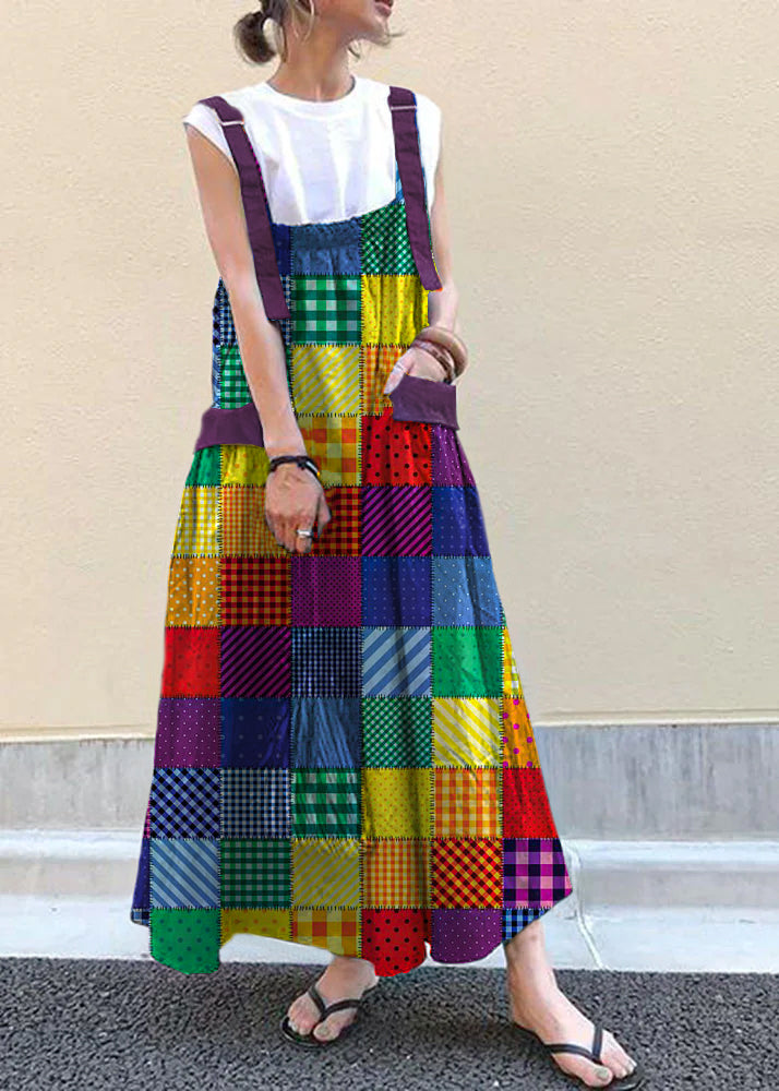 Style Navy Oversized Pockets Exra Large Hem Cotton Strap Dresses Spring