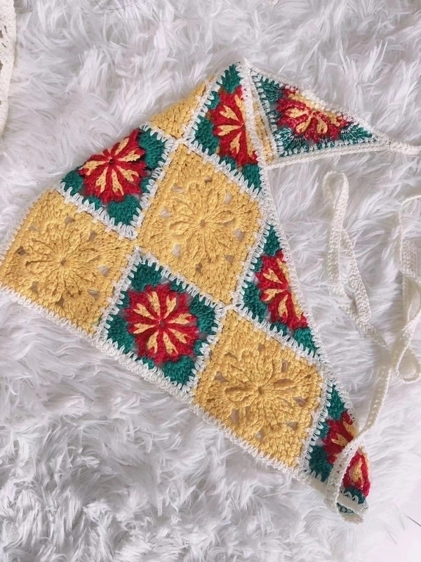 2 Pieces Unisex Vacation Pastoral Geometric Plaid Flower Cloth 1 Piece