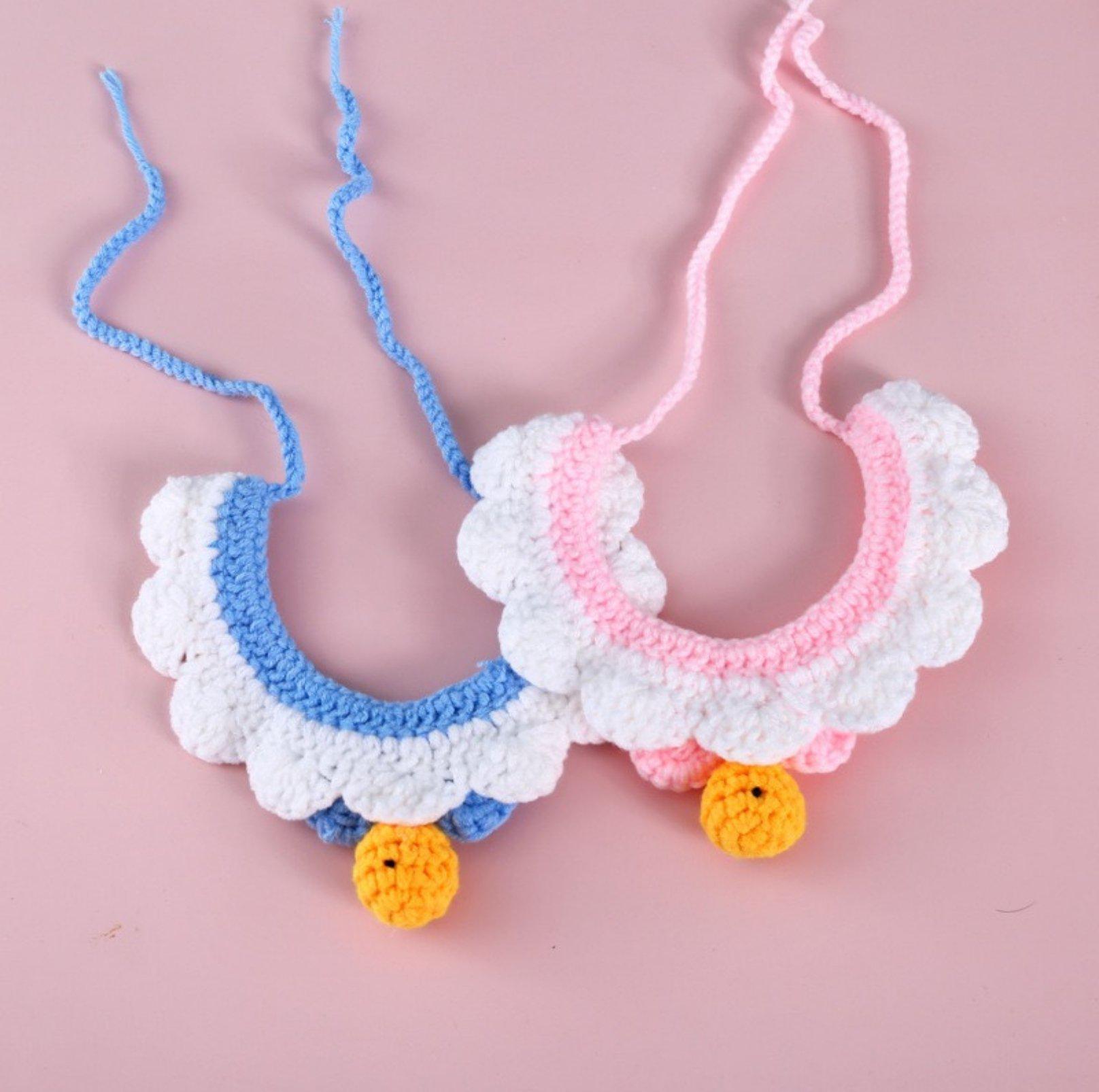 Knitted Pet Bow Bells Adjustable Bib Necklace