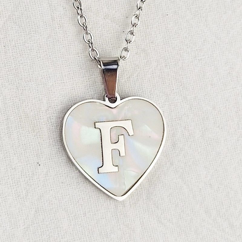 Cute Sweet Letter Titanium Steel Plating Inlay Shell Pendant Necklace