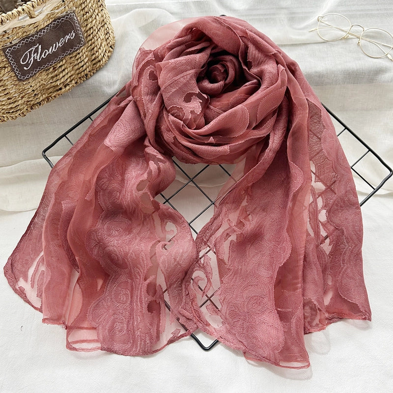Women's Elegant Solid Color Satin Silk Scarves