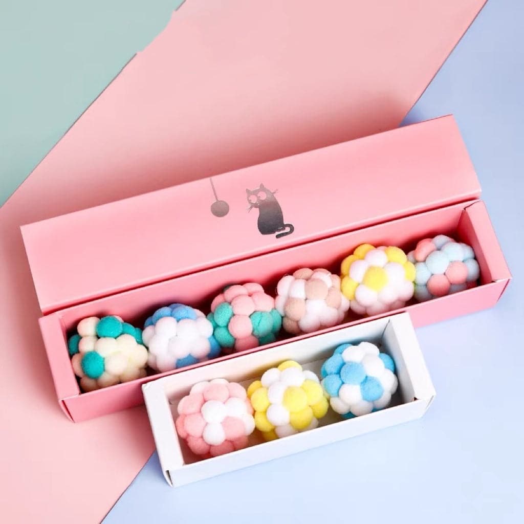 Rainbow elastic bell cat ball Ball cat toys