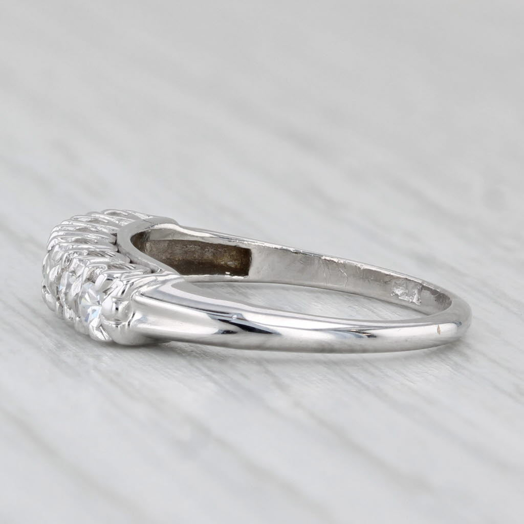 0.20ctw Diamond Wedding Band 14k White Gold Size 4.5 Stackable Anniversary Ring