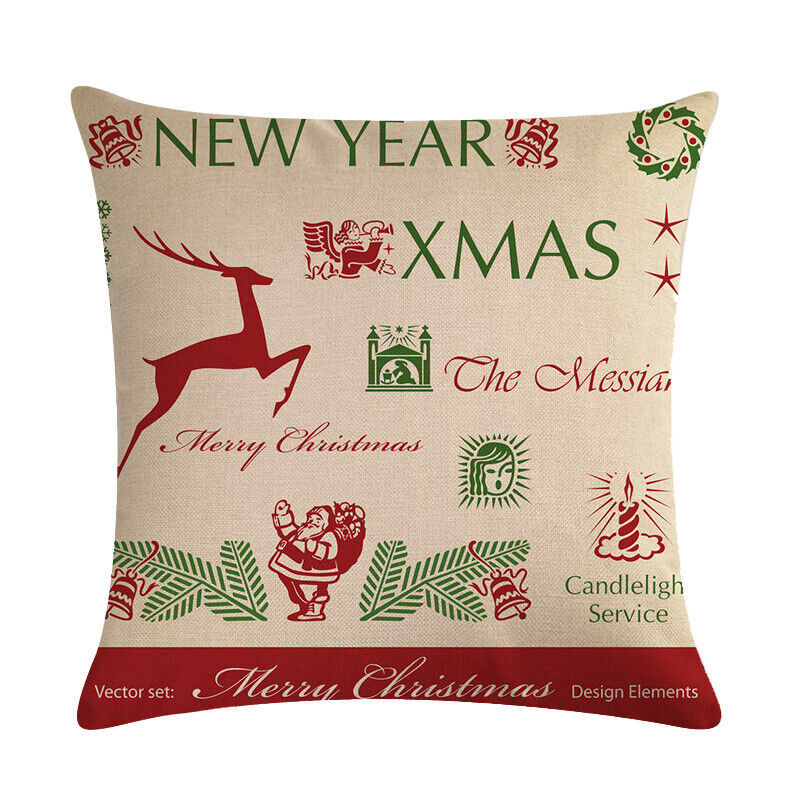 18 Cojines Merry Xmas Couch Throw Pillow Cover Case Home Sofa Decor Pillowslip