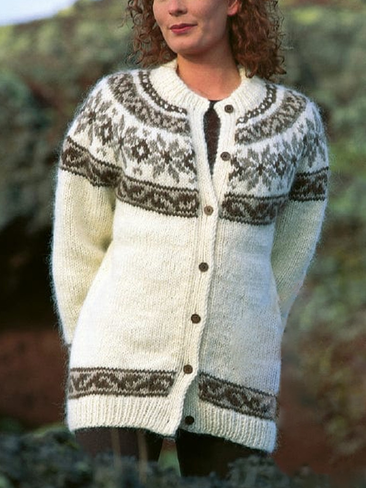 Retro Ethnic Style Fairman Island Knit Jacquard Sweater