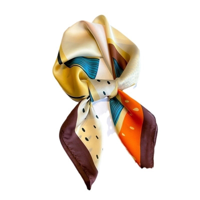 Women's Classic Style Color Block Polyester Printing Silk Scarf