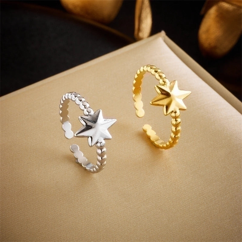 Basic Cross Star 304 Stainless Steel 18K Gold Plated Gold Plated Stainless Steel Rings
