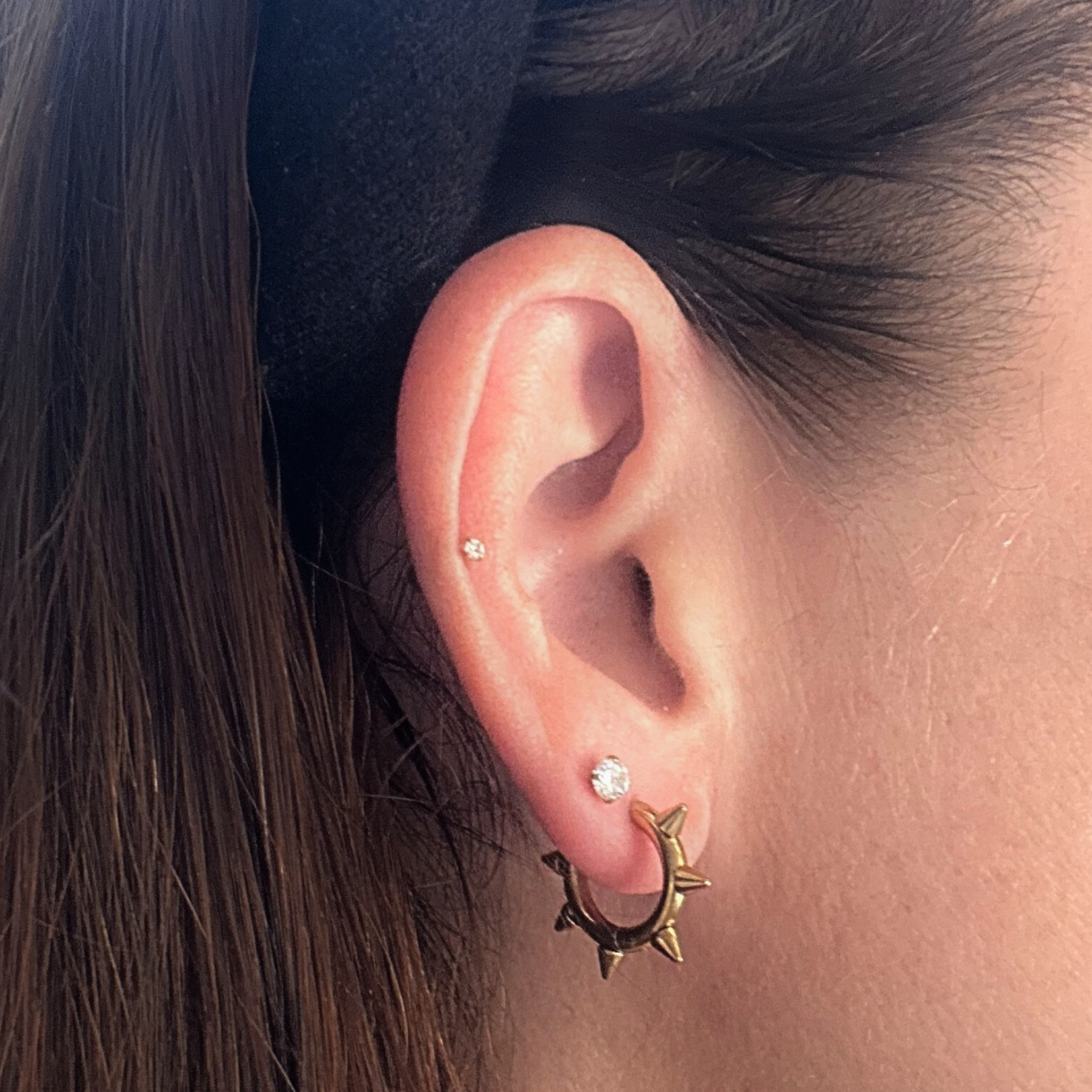 Slim spiked hoops - Silver
