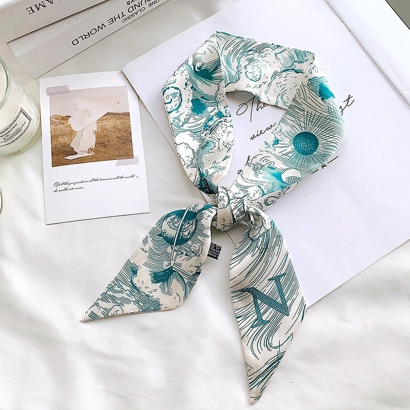 Women's Bohemian Letter Satin Printing Silk Scarves