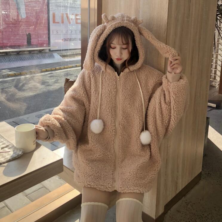 Fashion cute rabbit ears hoodie coat KF81567