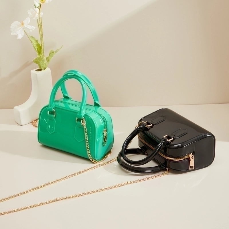 Women's Pvc Solid Color Streetwear Square Zipper Square Bag