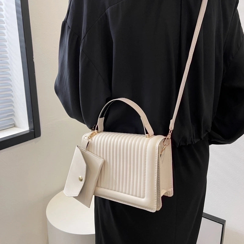 Women's Small Pu Leather Solid Color Basic Square Magnetic Buckle Handbag