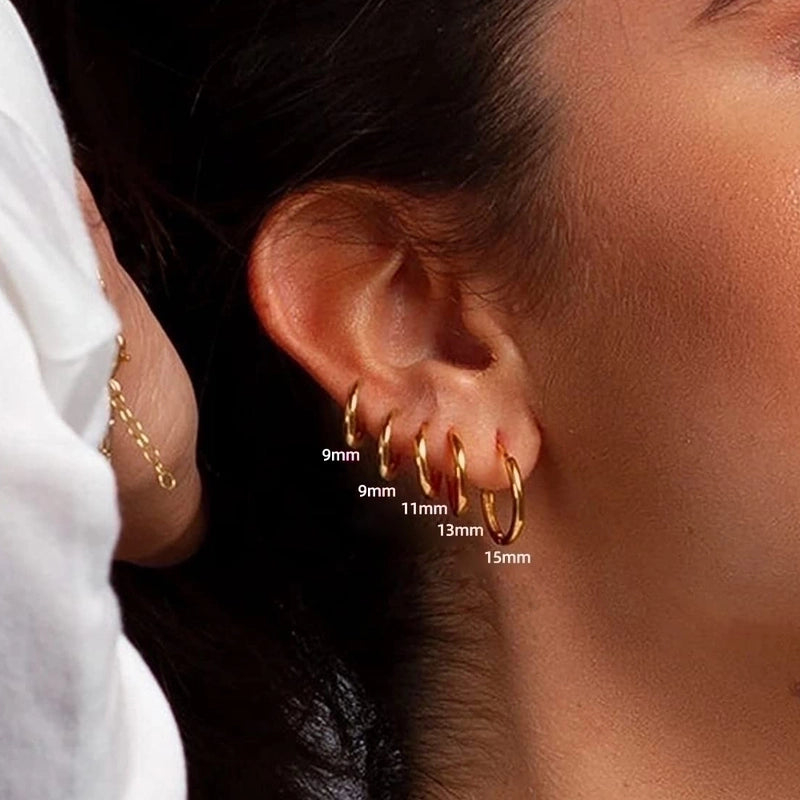 1 Pair Minimalist Solid Color Plating Stainless Steel Hoop Earrings