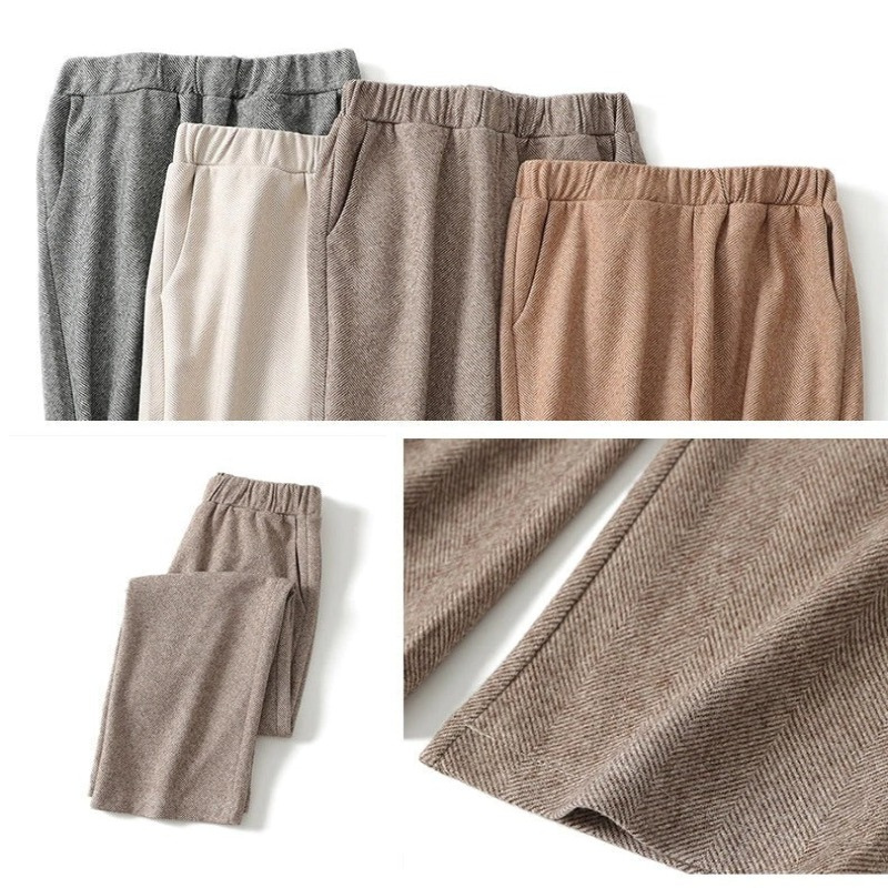 Knitted Straight Leg High Waist Loose Wide Woolen Pants