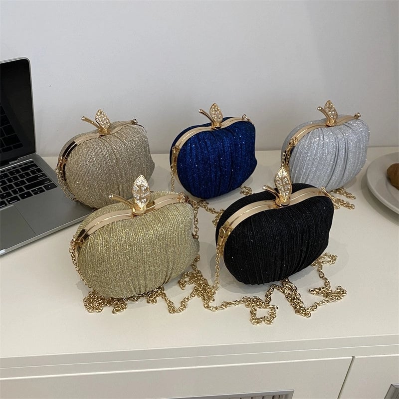 Black Gold Silver Special Solid Color Round Evening Bags