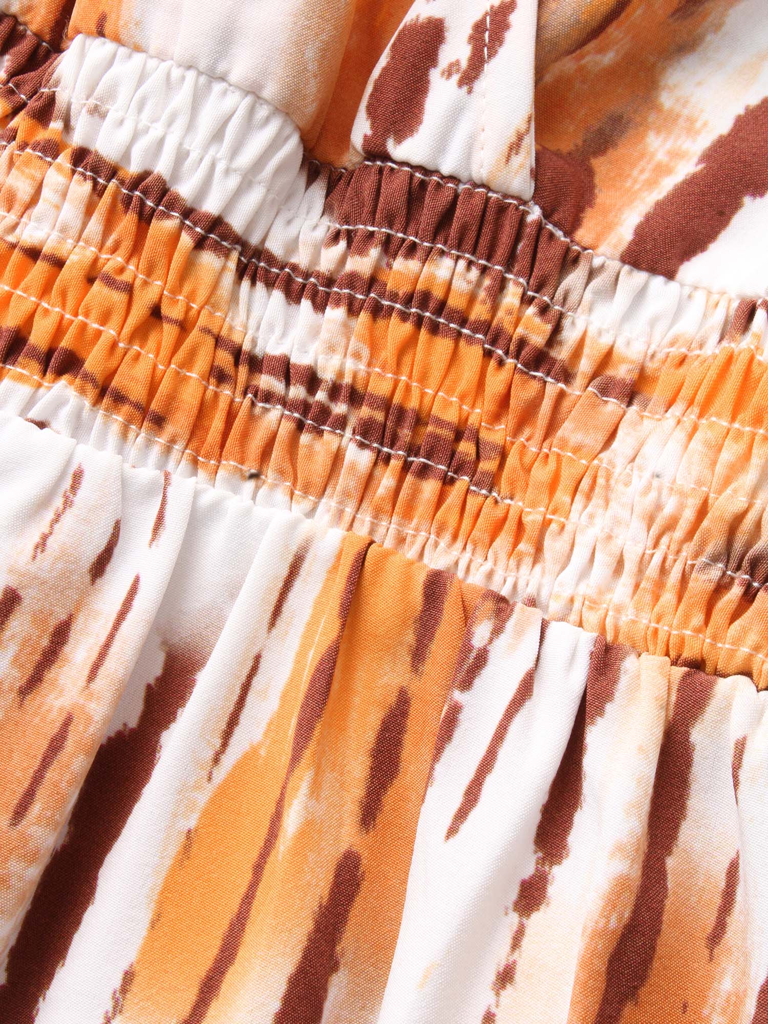 Striped Overlap Collar Shirred Maxi Dress