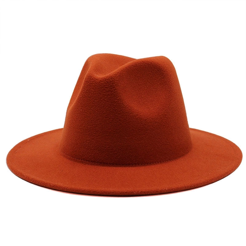 Solid Color Jazz Hat British Style Retro Woolen Hat Adult Embroidery Logo Felt Hat