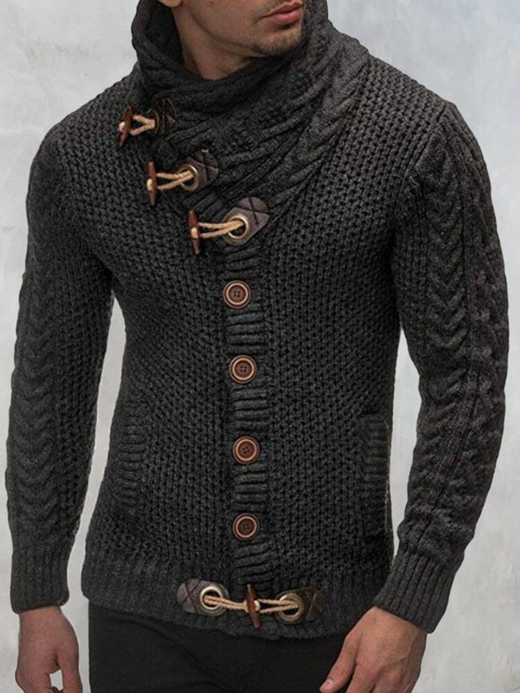 Fashion Knitted High Collar Button Sweater