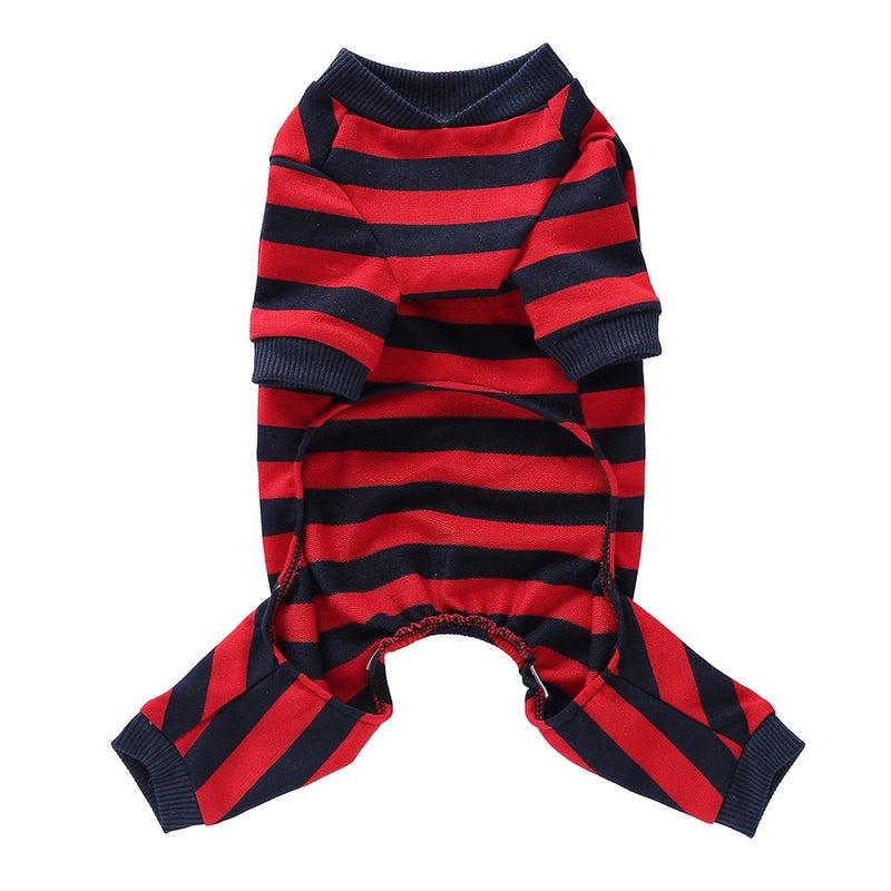 British Style Pet Striped Four-leg Pajamas