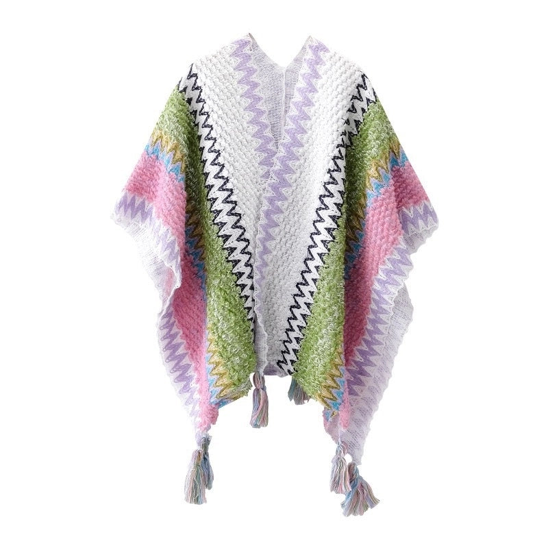Women's Ethnic Style Plaid Acrylic Tassel Shawl