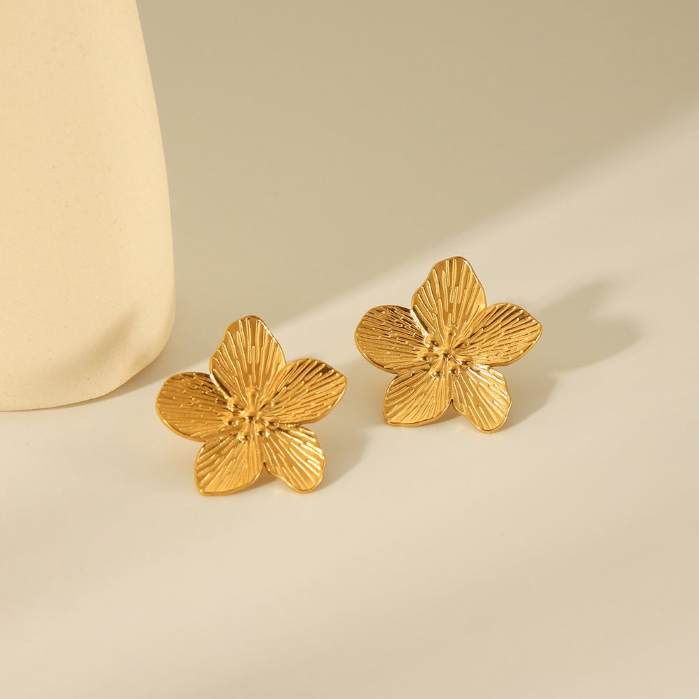 Petal Geometric Stainless Steel Electroplating Earrings