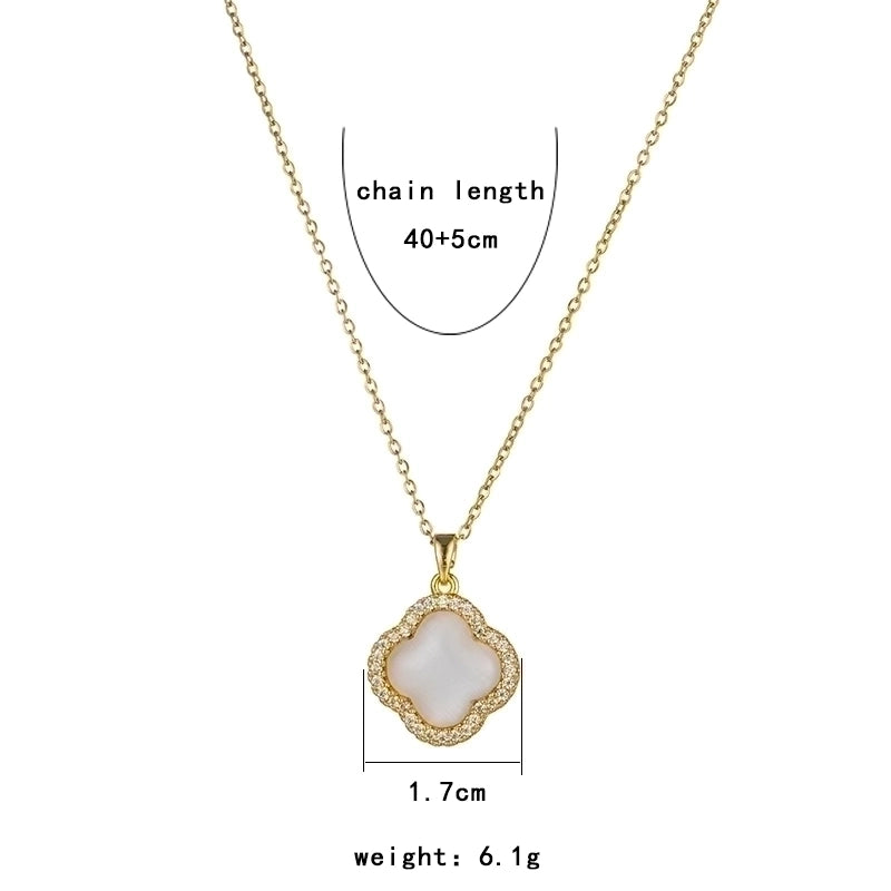 Elegant Lady Streetwear Geometric Flower Butterfly 304 Stainless Steel Acrylic Zircon 18K Gold Plated Inlay Pendant Necklace